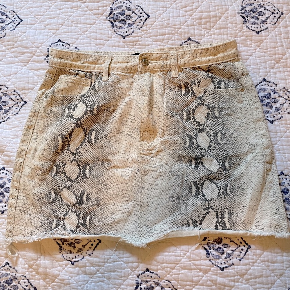 Snakeskin denim skirt